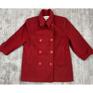Talbots Jacket Womens Petite 12 Red 100% Pure Wool Classic‎ USA
